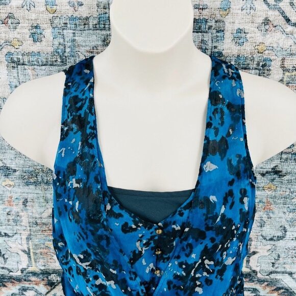 Converse One Star Blue Mini Dress Size M Ruffle Hem Tie Waist Sleeveless - Picture 2 of 11